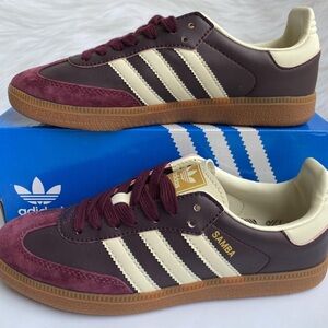 Adidas Samba Maroon and Cream Shoes Size 8.5